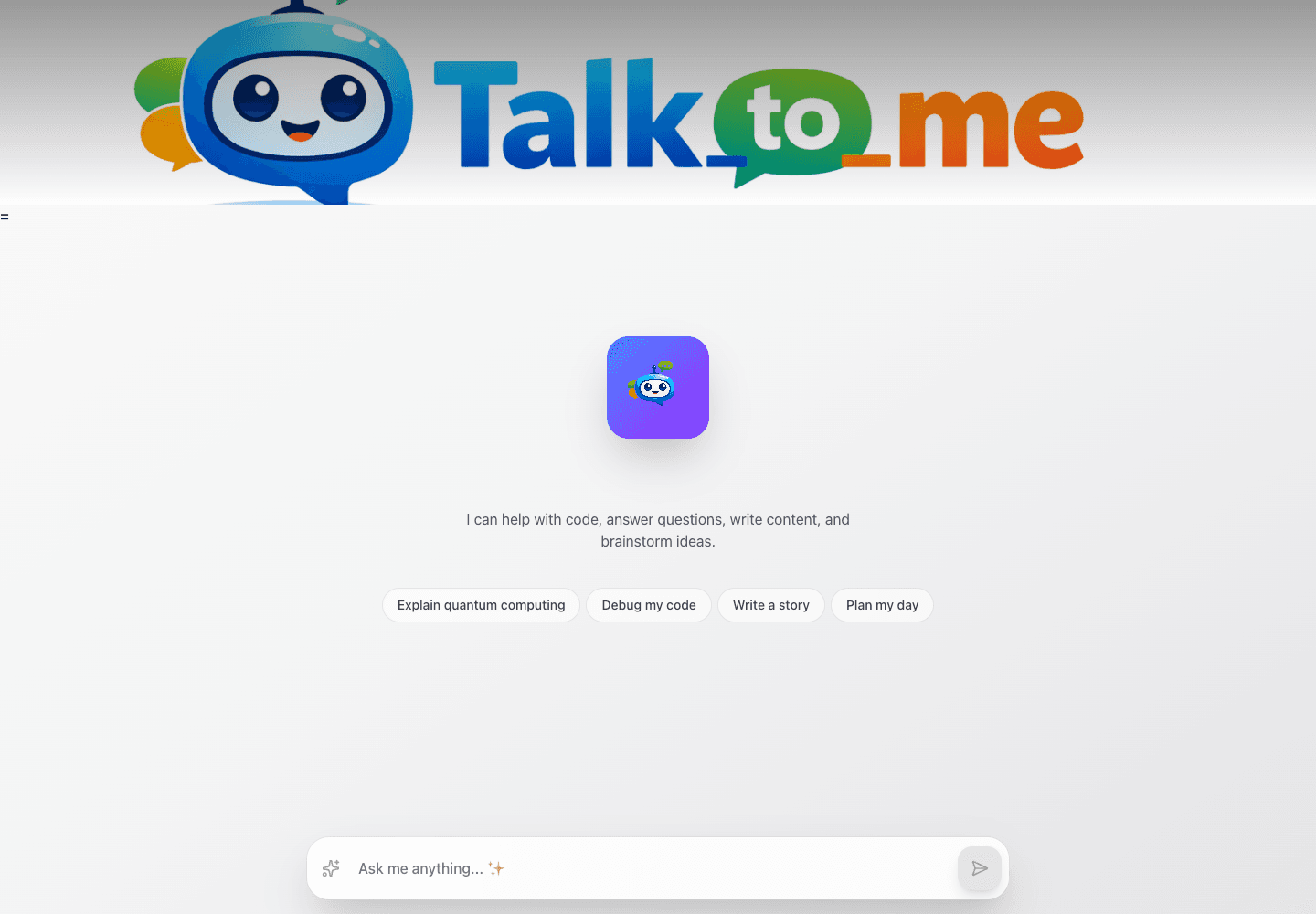 Talk2Me chat interface